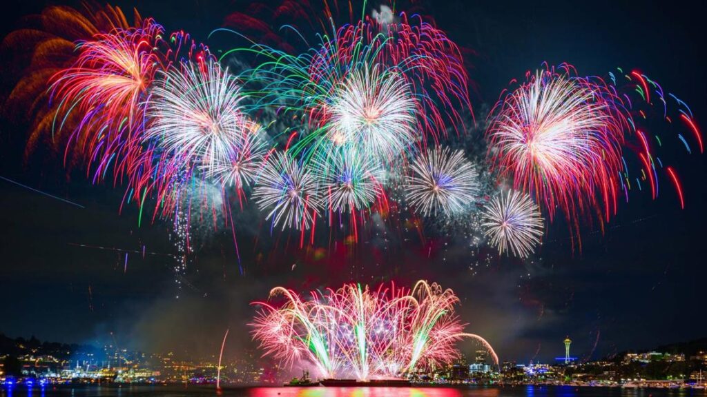 Fireworks over Lake Union - best neighborhoods in seattle