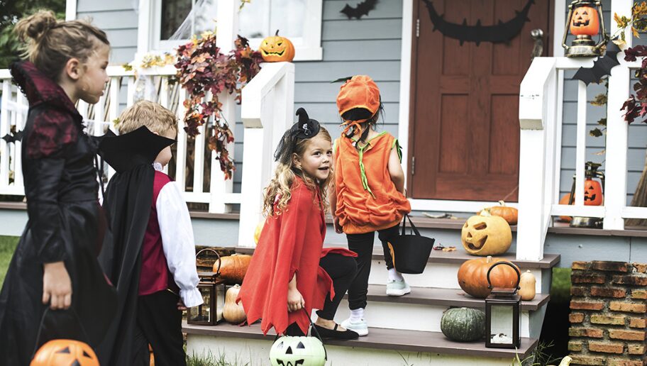 Trick-or-treaters in Queen Anne neighborhood