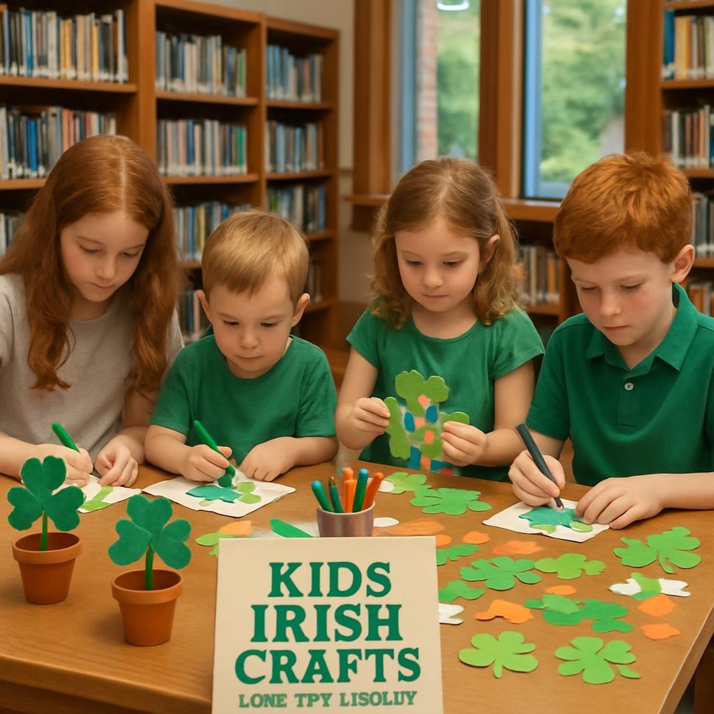 Kids Irish crafts at Lake City library