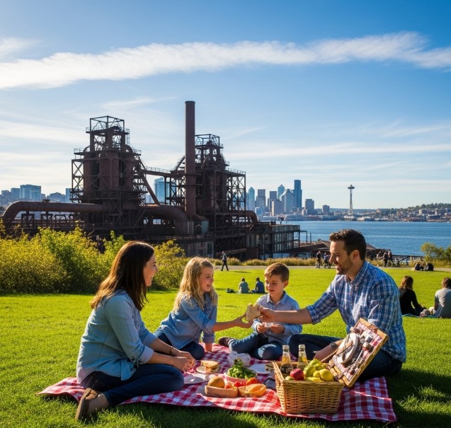 Family picnic at Gas Works Park for Seattle Labor Day 2025 - Family Activities Seattle Labor Day 2025: The Ultimate Guide for a Fun-Filled Weekend