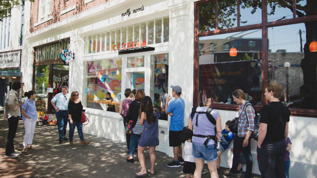 People lining up outside Molly Moon’s