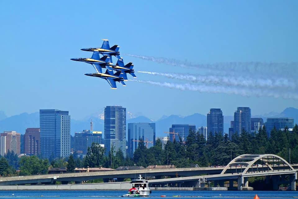 Seattle Seafair airshow over the lake