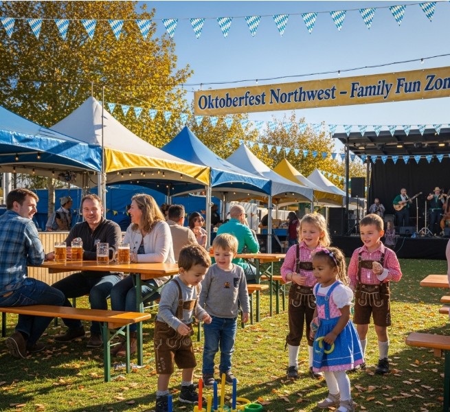 Kids enjoying family-friendly fun at Oktoberfest Northwest